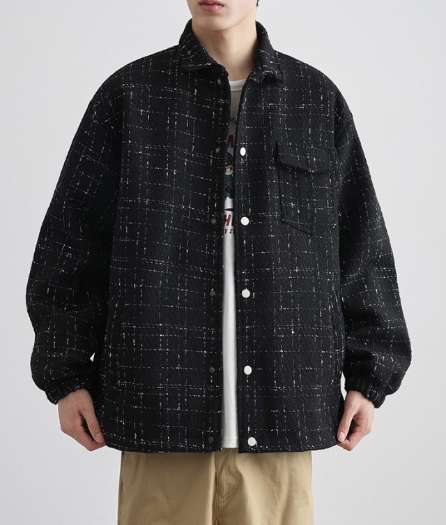 Lapel loose fitting casual fashion trend jacket