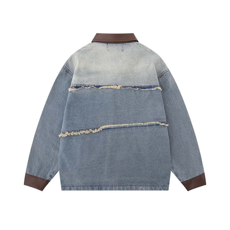 Vintage patchwork contrasting denim jacket