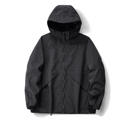 Minimalist plaid hooded casual trendy jacket
