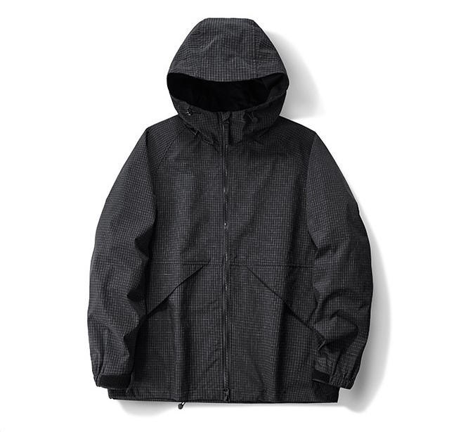Minimalist plaid hooded casual trendy jacket