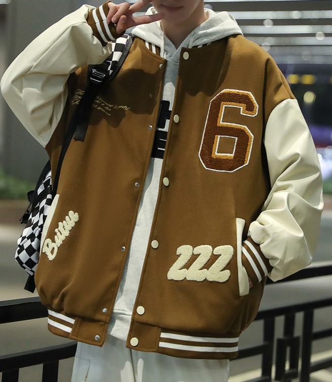 Embroidered standing neck bomber fashion trend jacket