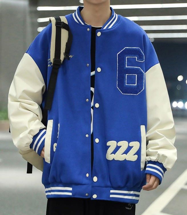 Embroidered standing neck bomber fashion trend jacket