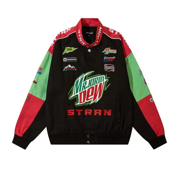 Hiphop versatile racing suit stand collar jacket