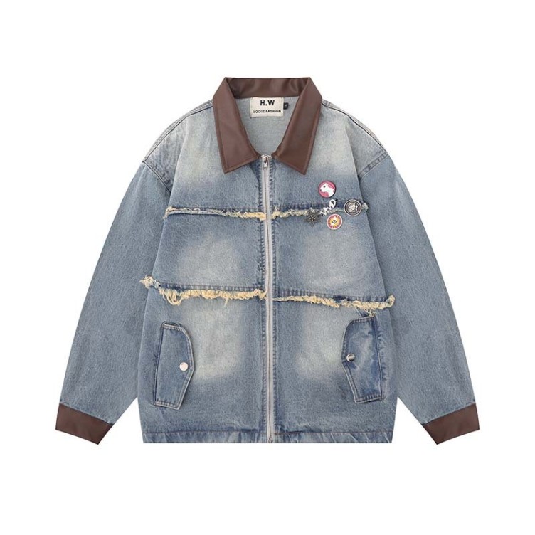 Vintage patchwork contrasting denim jacket