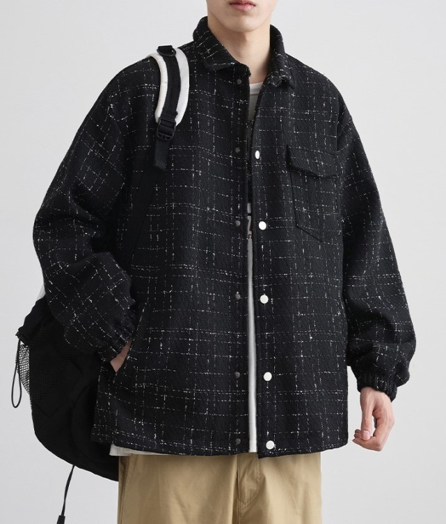 Lapel loose fitting casual fashion trend jacket