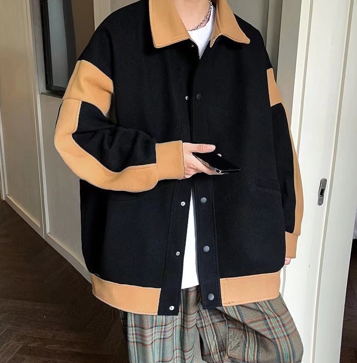 Woolen coat loose vintage trend pilot jacket