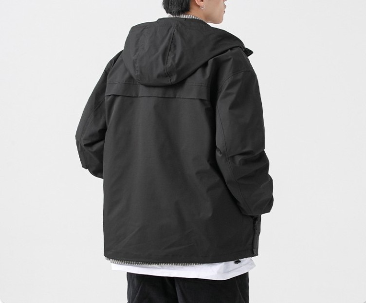 Solid casual embroidered hooded jacket