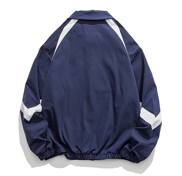 Contrast stitching embroidery casual loose fitting jacket