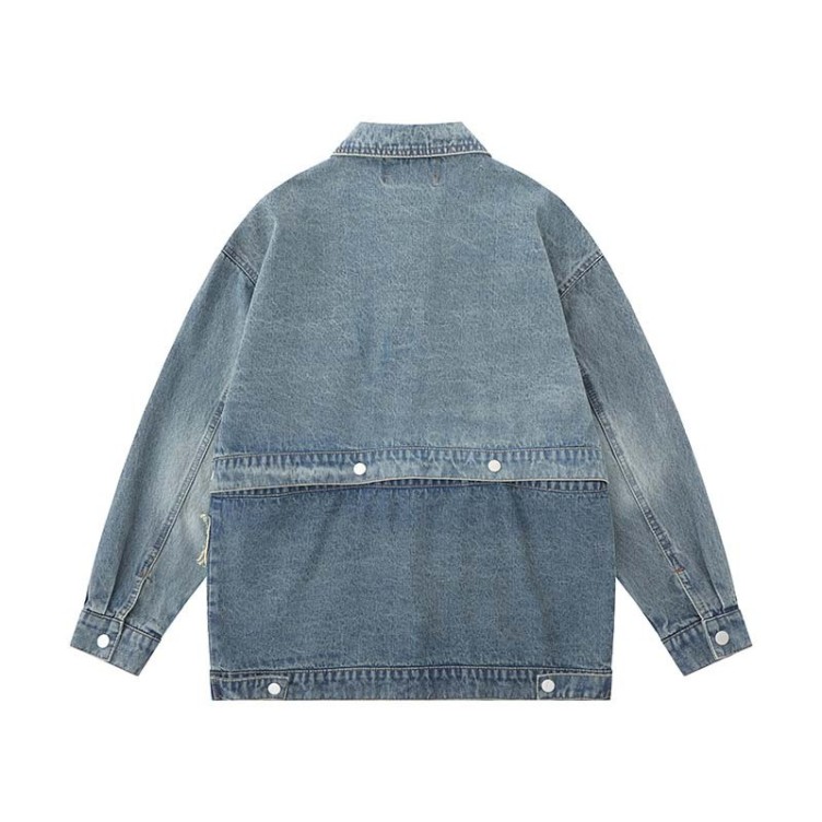 Detachable patchwork ruffled and handsome denim jacket