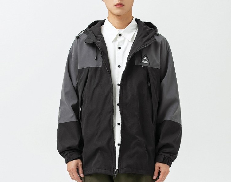 Contrast embroidered casual loose fitting jacket