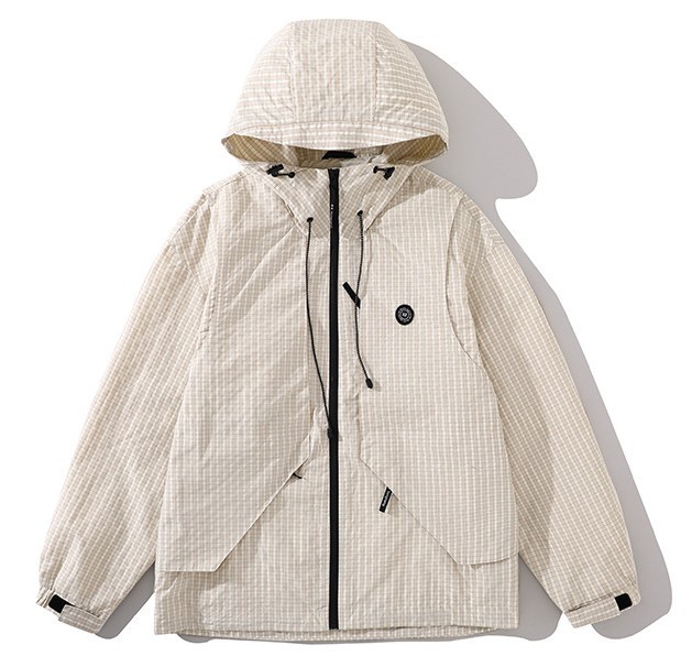 Casual plaid hooded pull jacket