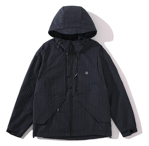 Casual plaid hooded pull jacket