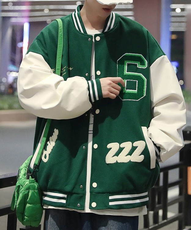 Embroidered standing neck bomber fashion trend jacket