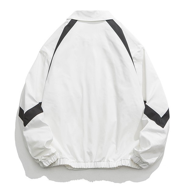 Contrast stitching embroidery casual loose fitting jacket
