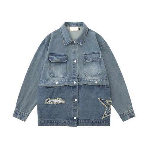 Detachable patchwork ruffled and handsome denim jacket