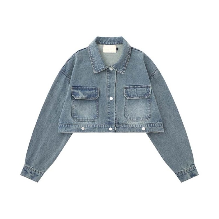 Detachable patchwork ruffled and handsome denim jacket