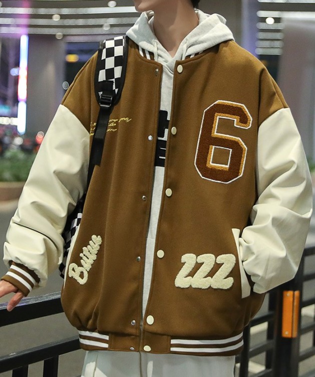 Embroidered standing neck bomber fashion trend jacket