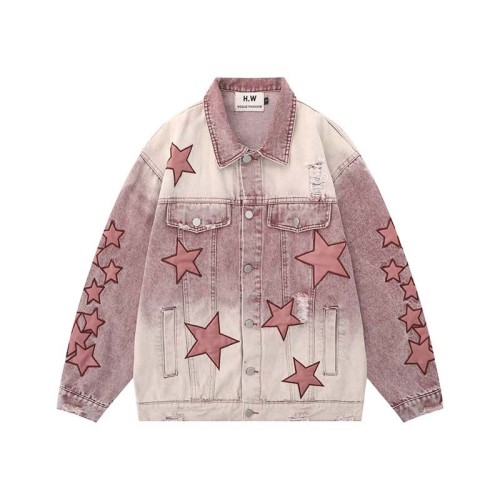 Hip Hop Vintage Loose Relaxed Polo Neck Denim Jacket