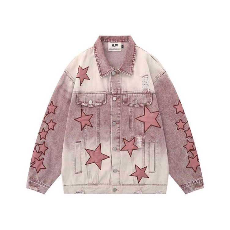 Hip Hop Vintage Loose Relaxed Polo Neck Denim Jacket