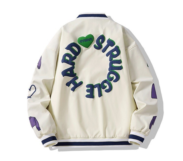 Printed hip-hop loose bomber jacket