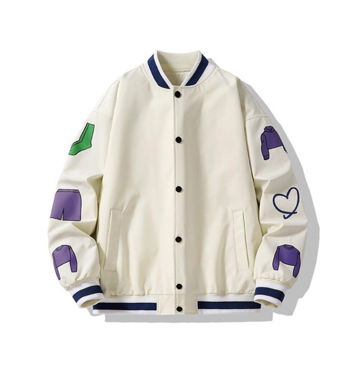 Printed hip-hop loose bomber jacket