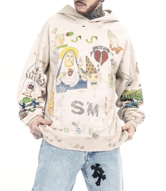 Hip-hop hand-painted graffiti trend hoodie