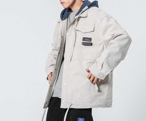 Detachable hat color matching trendy jacket