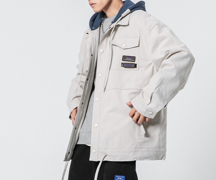 Detachable hat color matching trendy jacket