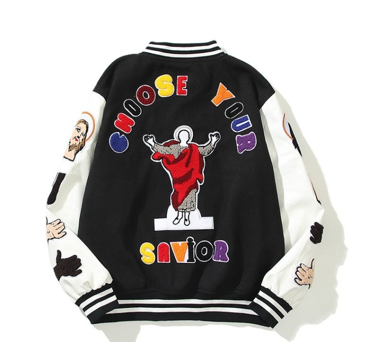 Embroidered woolen patchwork trendy jacket