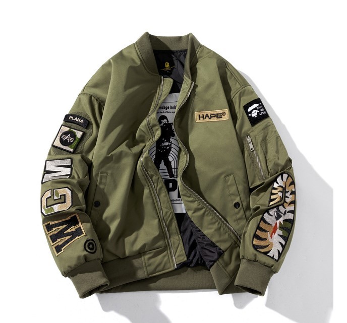 Casual retro couple baseball pilot jacket