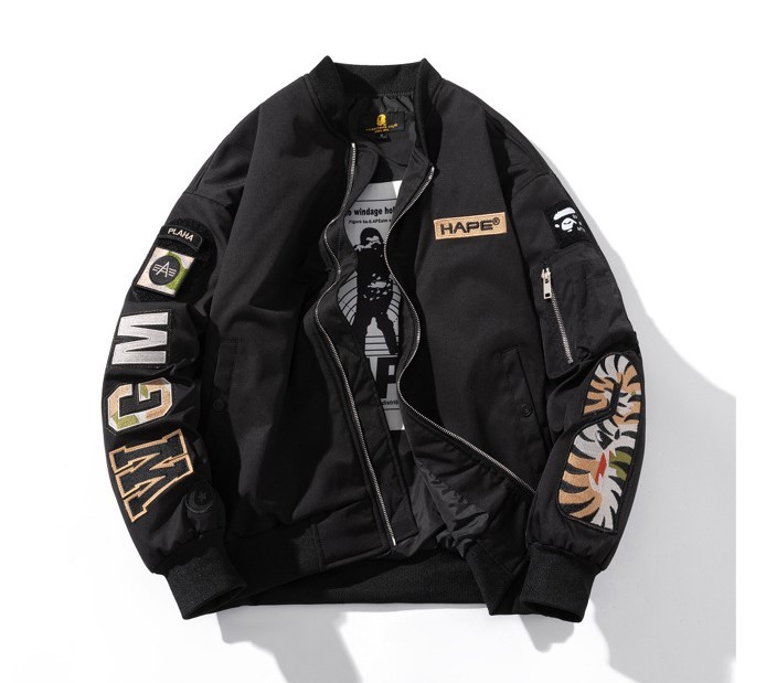 Casual retro couple baseball pilot jacket