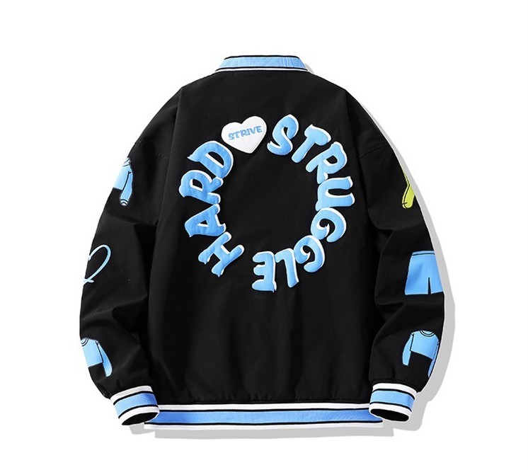 Printed hip-hop loose bomber jacket