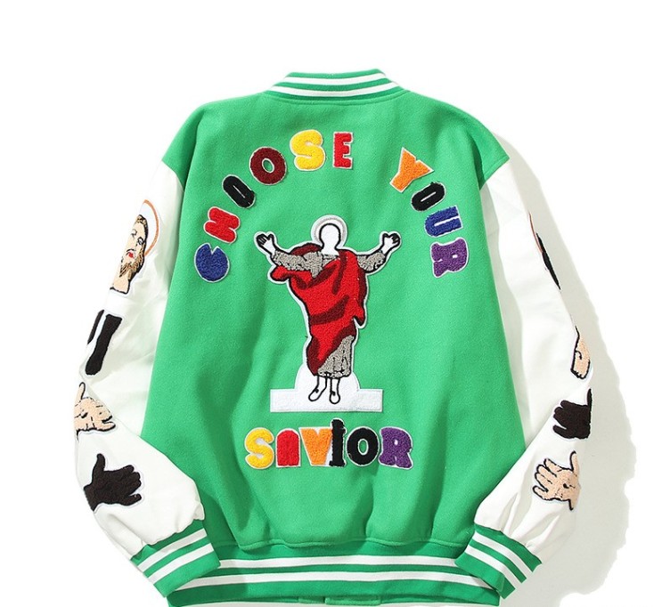 Embroidered woolen patchwork trendy jacket