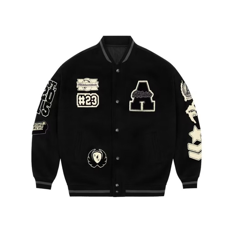Embroidered loose fit hip-hop trendy jacket