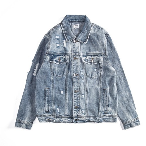 Pattern printed trendy hip-hop denim jacket
