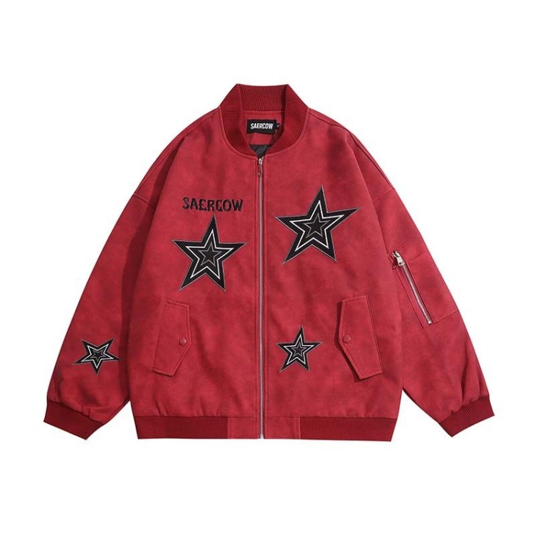 Star letter embroidered cardigan loose jacket