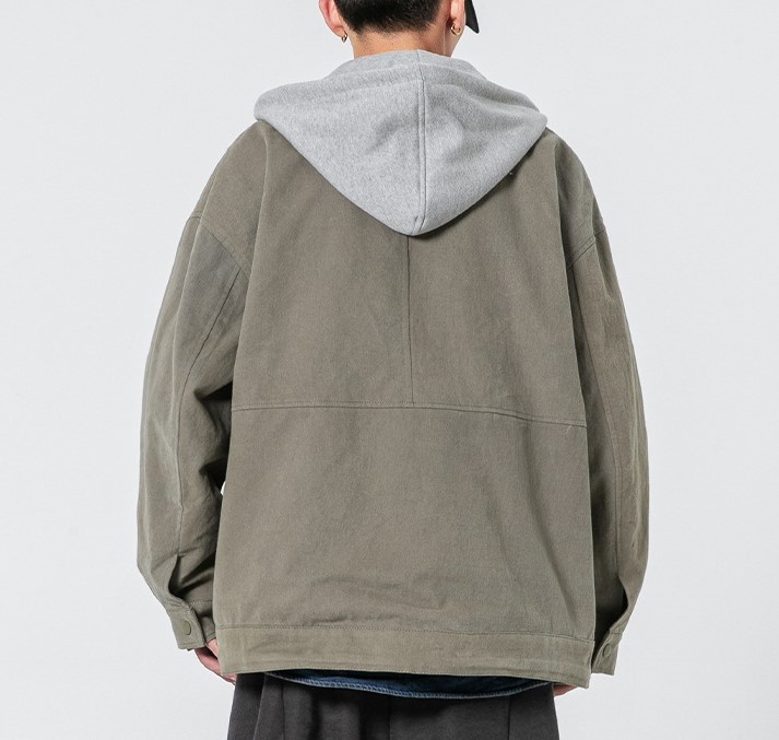 Detachable hat color matching trendy jacket