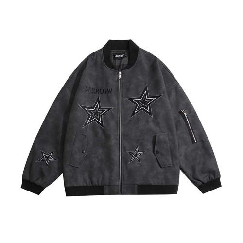 Star letter embroidered cardigan loose jacket