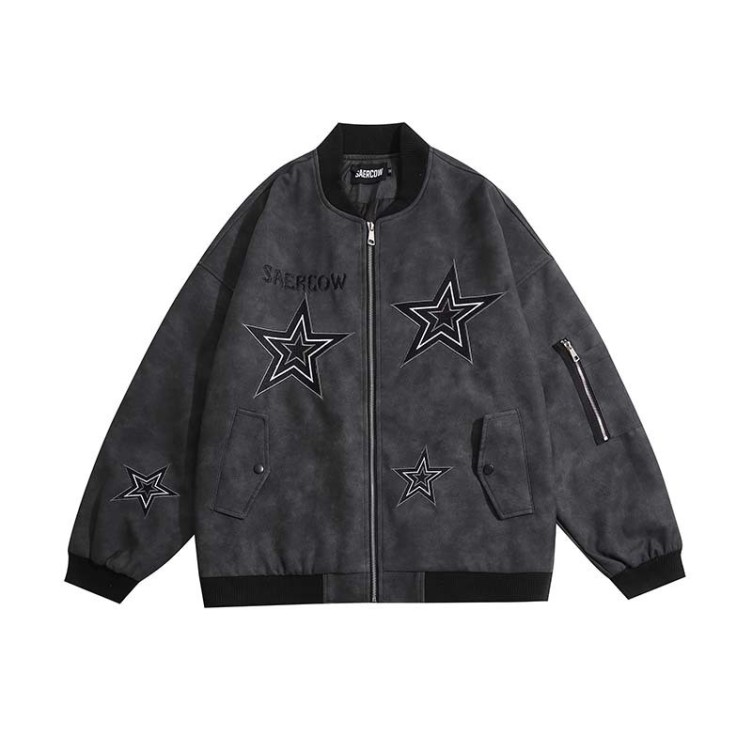 Star letter embroidered cardigan loose jacket