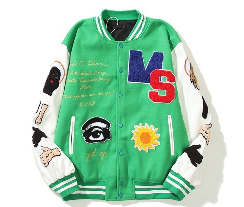 Embroidered woolen patchwork trendy jacket