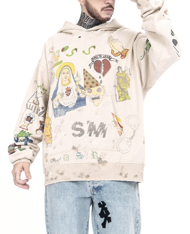 Hip-hop hand-painted graffiti trend hoodie