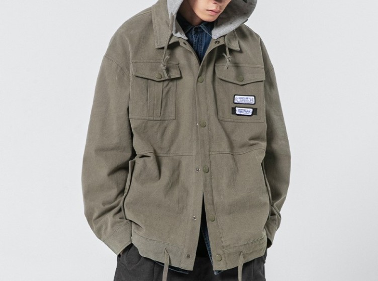 Detachable hat color matching trendy jacket