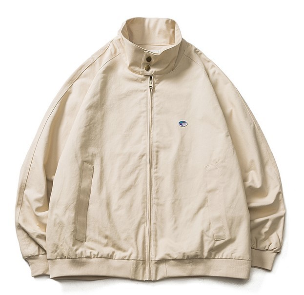 Solid standing neck loose casual trend jacket