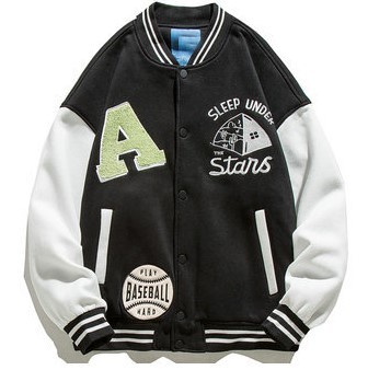 Casual color matching stand collar casual trend jacket
