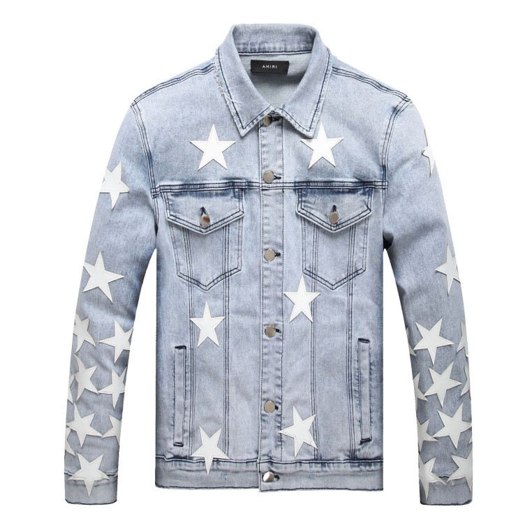 Rubbed fringe white jacket, pentagram denim jacket