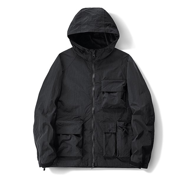 Multi pocket hooded trendy work jacket