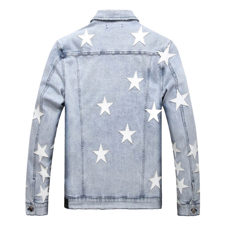 Rubbed fringe white jacket, pentagram denim jacket