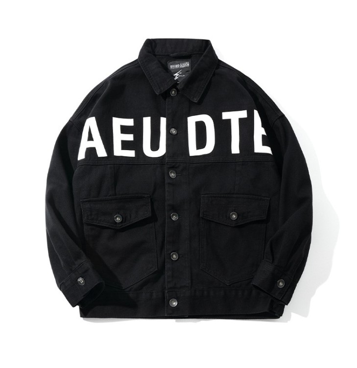 Personalized loose fitting trendy denim jacket