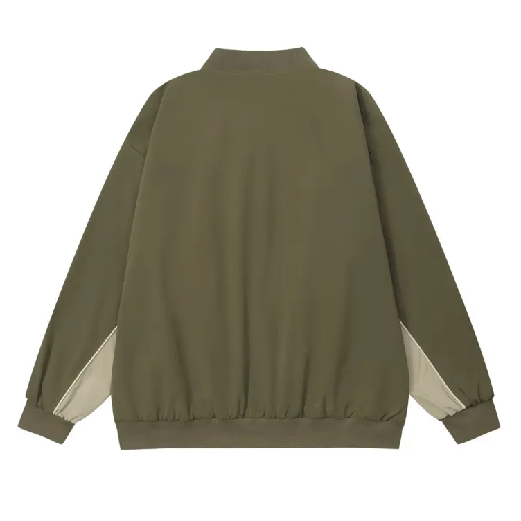 Color blocking and patchwork trendy outdoor sports loose casual baseball jacket