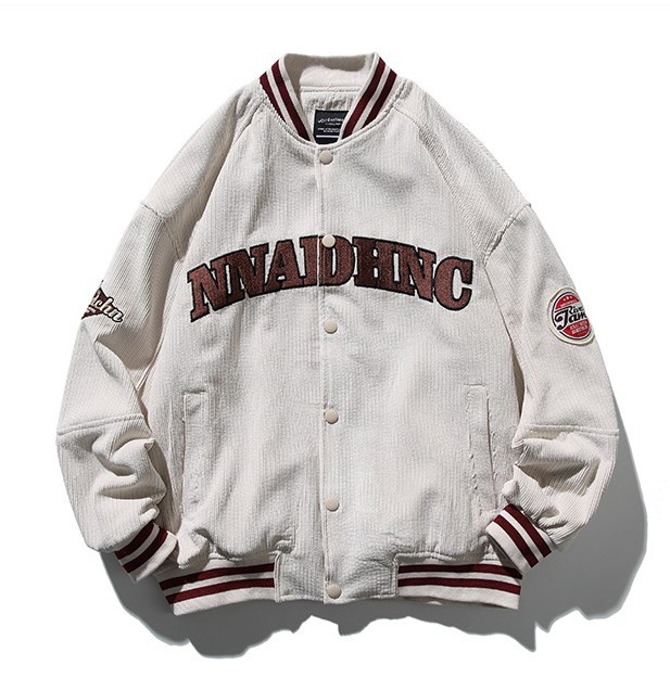 Embroidered standing neck loose fitting baseball suit casual fashion trend jacket